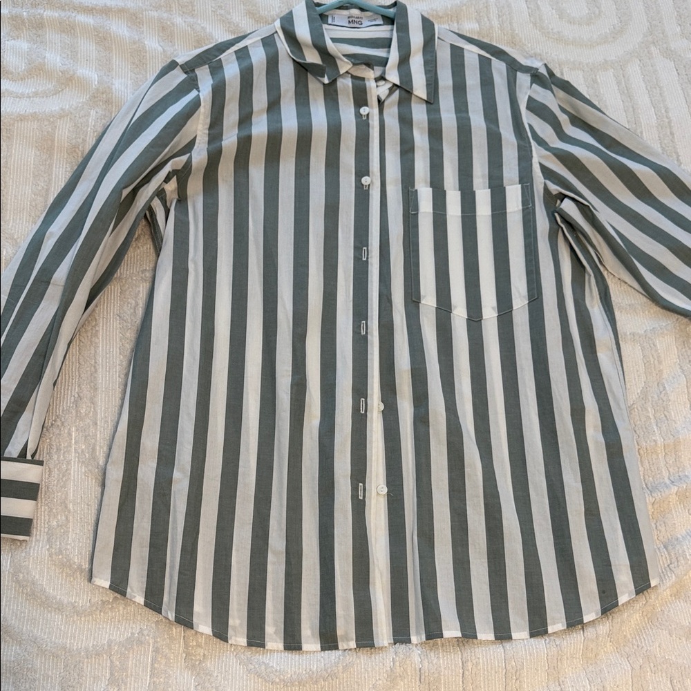 Mango Striped Button-Down Shirt